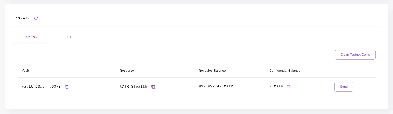 Wallet UI claim funds