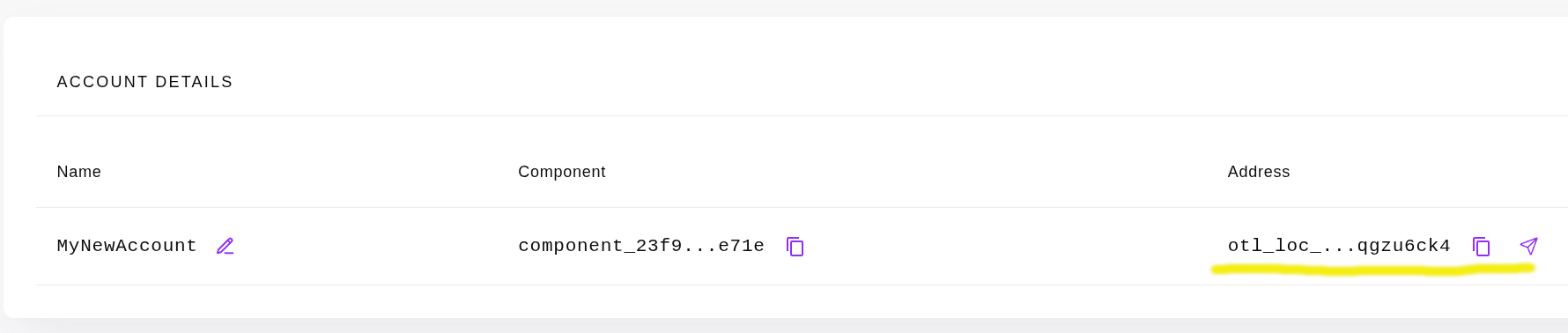 Wallet UI address