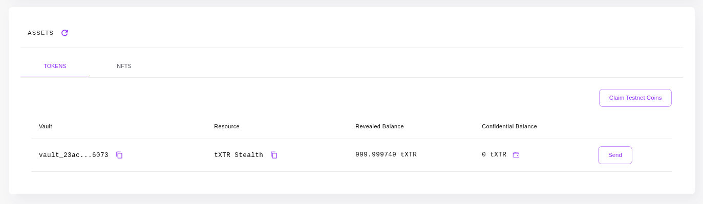 Wallet UI claim funds